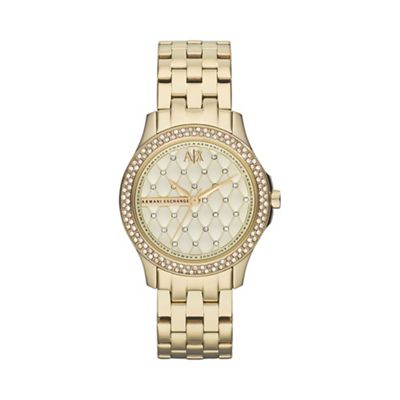 Ladies gold crystal stone bezel bracelet watch ax5216